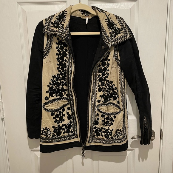 Free People khaki & black embroidered jacket - Picture 2 of 4